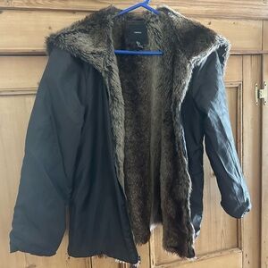 Large Forever 21 jacket with faux fur